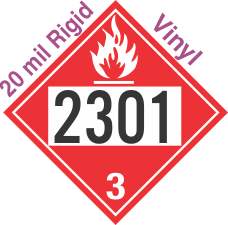 Flammable Class 3 UN2301 20mil Rigid Vinyl DOT Placard