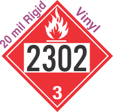 Flammable Class 3 UN2302 20mil Rigid Vinyl DOT Placard