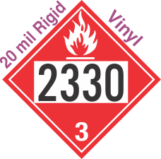 Flammable Class 3 UN2330 20mil Rigid Vinyl DOT Placard