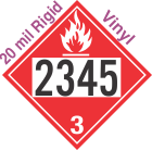 Flammable Class 3 UN2345 20mil Rigid Vinyl DOT Placard