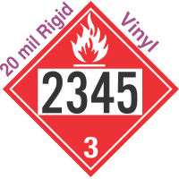 Flammable Class 3 UN2345 20mil Rigid Vinyl DOT Placard