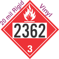 Flammable Class 3 UN2362 20mil Rigid Vinyl DOT Placard