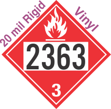 Flammable Class 3 UN2363 20mil Rigid Vinyl DOT Placard