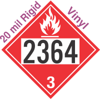 Flammable Class 3 UN2364 20mil Rigid Vinyl DOT Placard