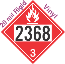 Flammable Class 3 UN2368 20mil Rigid Vinyl DOT Placard