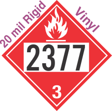 Flammable Class 3 UN2377 20mil Rigid Vinyl DOT Placard