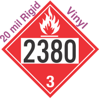 Flammable Class 3 UN2380 20mil Rigid Vinyl DOT Placard