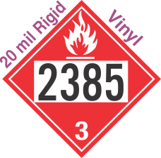 Flammable Class 3 UN2385 20mil Rigid Vinyl DOT Placard