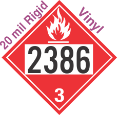 Flammable Class 3 UN2386 20mil Rigid Vinyl DOT Placard