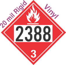 Flammable Class 3 UN2388 20mil Rigid Vinyl DOT Placard