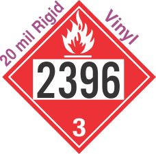 Flammable Class 3 UN2396 20mil Rigid Vinyl DOT Placard