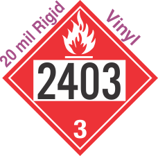 Flammable Class 3 UN2403 20mil Rigid Vinyl DOT Placard