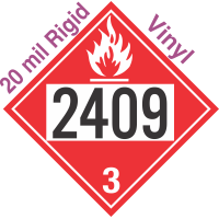 Flammable Class 3 UN2409 20mil Rigid Vinyl DOT Placard