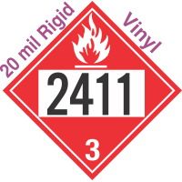 Flammable Class 3 UN2411 20mil Rigid Vinyl DOT Placard