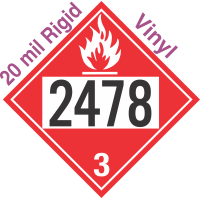 Flammable Class 3 UN2478 20mil Rigid Vinyl DOT Placard