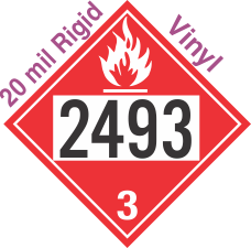 Flammable Class 3 UN2493 20mil Rigid Vinyl DOT Placard