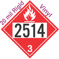 Flammable Class 3 UN2514 20mil Rigid Vinyl DOT Placard