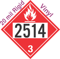 Flammable Class 3 UN2514 20mil Rigid Vinyl DOT Placard