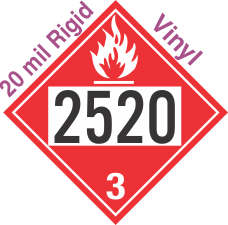 Flammable Class 3 UN2520 20mil Rigid Vinyl DOT Placard