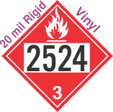 Flammable Class 3 UN2524 20mil Rigid Vinyl DOT Placard
