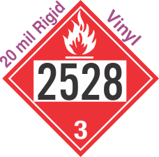Flammable Class 3 UN2528 20mil Rigid Vinyl DOT Placard