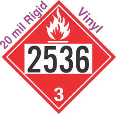 Flammable Class 3 UN2536 20mil Rigid Vinyl DOT Placard