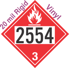 Flammable Class 3 UN2554 20mil Rigid Vinyl DOT Placard