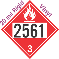 Flammable Class 3 UN2561 20mil Rigid Vinyl DOT Placard