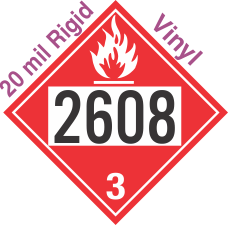 Flammable Class 3 UN2608 20mil Rigid Vinyl DOT Placard