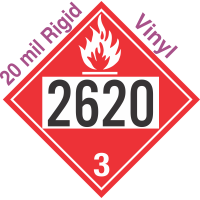 Flammable Class 3 UN2620 20mil Rigid Vinyl DOT Placard