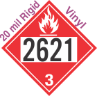 Flammable Class 3 UN2621 20mil Rigid Vinyl DOT Placard