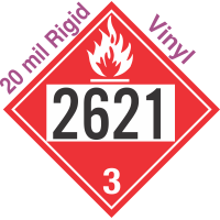 Flammable Class 3 UN2621 20mil Rigid Vinyl DOT Placard