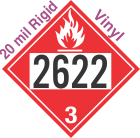 Flammable Class 3 UN2622 20mil Rigid Vinyl DOT Placard