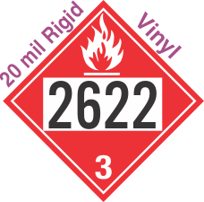 Flammable Class 3 UN2622 20mil Rigid Vinyl DOT Placard
