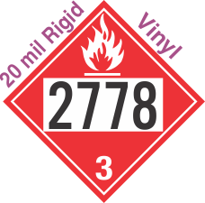 Flammable Class 3 UN2778 20mil Rigid Vinyl DOT Placard
