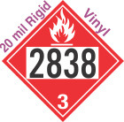 Flammable Class 3 UN2838 20mil Rigid Vinyl DOT Placard