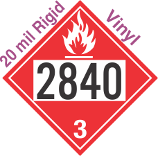 Flammable Class 3 UN2840 20mil Rigid Vinyl DOT Placard