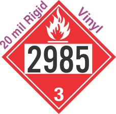 Flammable Class 3 UN2985 20mil Rigid Vinyl DOT Placard