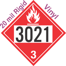 Flammable Class 3 UN3021 20mil Rigid Vinyl DOT Placard