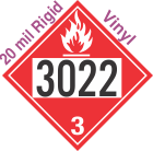 Flammable Class 3 UN3022 20mil Rigid Vinyl DOT Placard