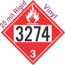 Flammable Class 3 UN3274 20mil Rigid Vinyl DOT Placard