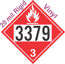 Flammable Class 3 UN3379 20mil Rigid Vinyl DOT Placard