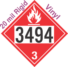 Flammable Class 3 UN3494 20mil Rigid Vinyl DOT Placard