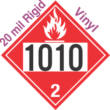 Flammable Gas Class 2.1 UN1010 20mil Rigid Vinyl DOT Placard