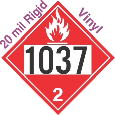 Flammable Gas Class 2.1 UN1037 20mil Rigid Vinyl DOT Placard