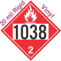 Flammable Gas Class 2.1 UN1038 20mil Rigid Vinyl DOT Placard