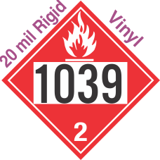 Flammable Gas Class 2.1 UN1039 20mil Rigid Vinyl DOT Placard