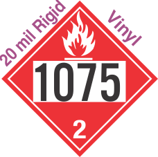 Flammable Gas Class 2.1 UN1075 20mil Rigid Vinyl DOT Placard