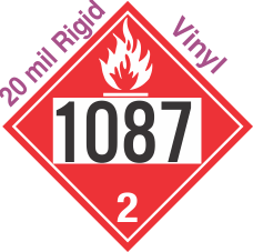 Flammable Gas Class 2.1 UN1087 20mil Rigid Vinyl DOT Placard