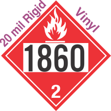 Flammable Gas Class 2.1 UN1860 20mil Rigid Vinyl DOT Placard
